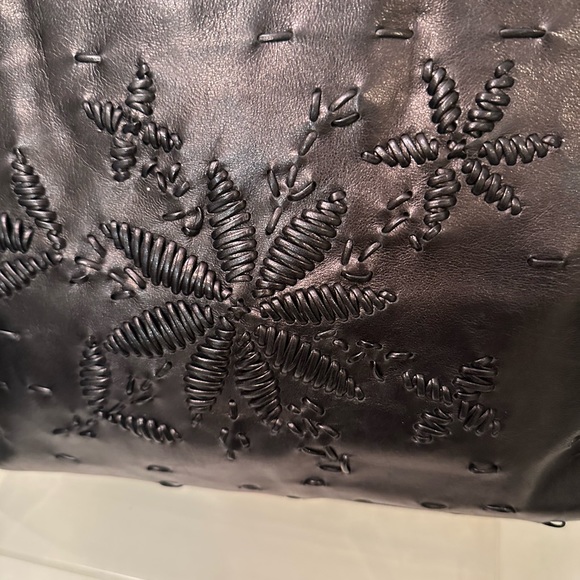 Plinio Visona vintage black leather bag with bamboo like handles - Picture 2 of 6